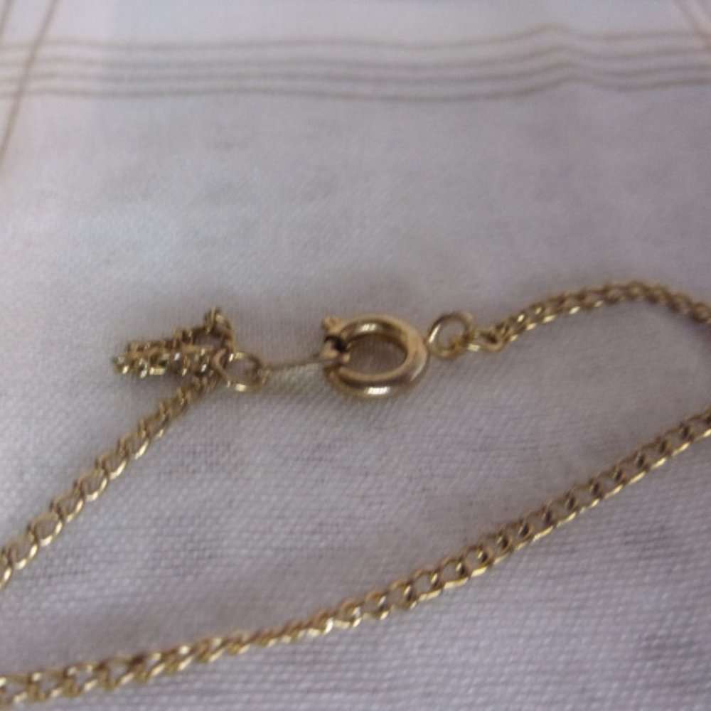 Faux Opal Gold Tone Heart Pendant Necklace 18" L - Picture 7 of 8